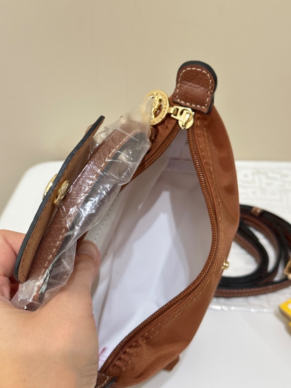 NWT Longchamp le pliage Brown Mini Micro Crossbody Hand Bag - Picture 7 of 7